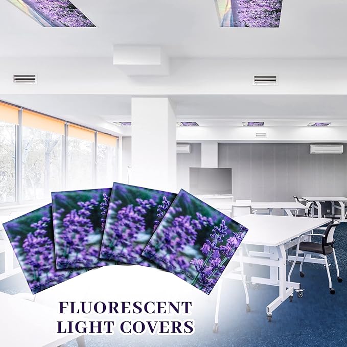 Hortsun 6 Pcs Fluorescent Light Covers - 4 x 2 Feet Magnetic Light Filters, Ceiling Lights Covers for Classroom Fluorescent Shade, Hospitals, School Office Cubicle Decor(Lavender)