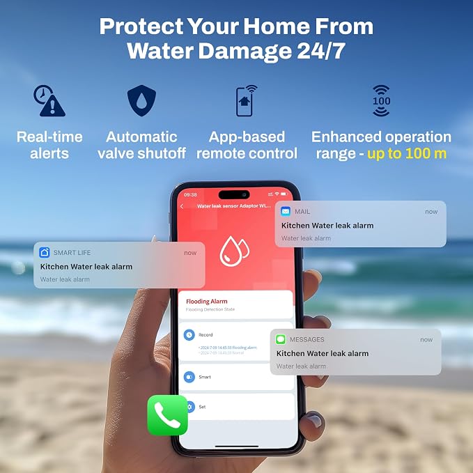 Smart Zigbee 3.0 Water Shut Off Valve 3/4" | Automatic Shut Off Valve for Leak Detection Sensors, Tuya Smart Compatible, Requires Zigbee Hub & Sensors | IP55 Waterproof, Built-in Capacitor