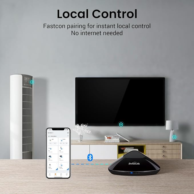 BroadLink Universal IR/RF Remote RM MAX, Wi-Fi & BLE Smart Hub for TV/AC/Blinds, Voice Control, Compatible with Alexa & Google Assistant, Local Control & Fast Setup