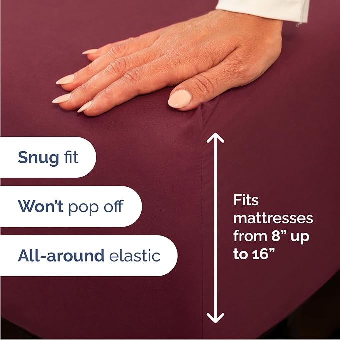 Cal King 6 Piece Sheet Set - Comfy Breathable & Cooling - Ultra-Soft Hotel Luxury Bedding Set w/ 8-16 Inch Deep Pockets - 1 Flat & 1 Fitted Sheet & 4 Pillowcases - Wrinkle Free & Easy Care - Burgundy