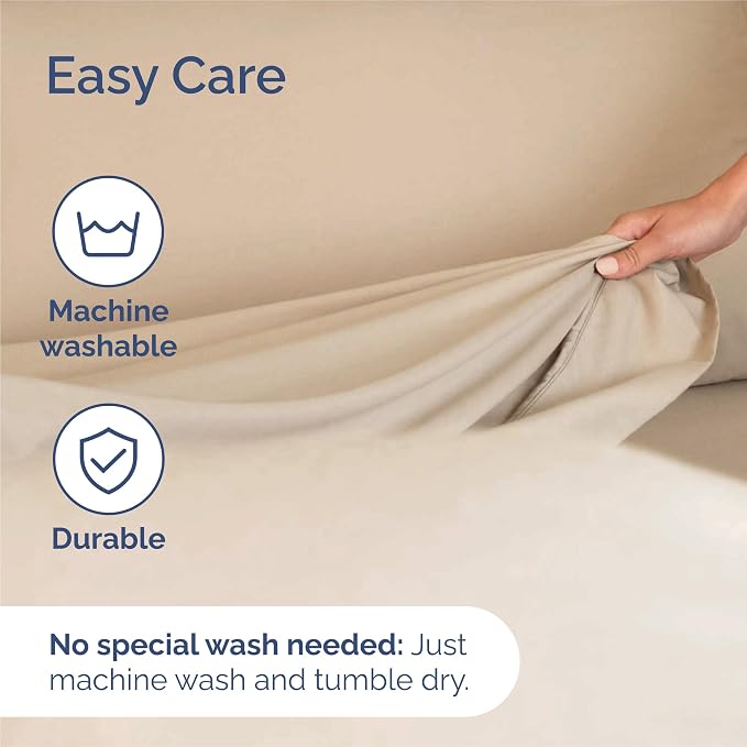 Split King 7 Piece Sheet Set - Comfy Breathable & Cooling - Ultra-Soft Hotel Luxury Bedding Set w/ 8-16 Inch Deep Pockets - 1 Flat & 2 Fitted Sheet & 4 Pillowcases - Wrinkle Free & Easy Care - Cream