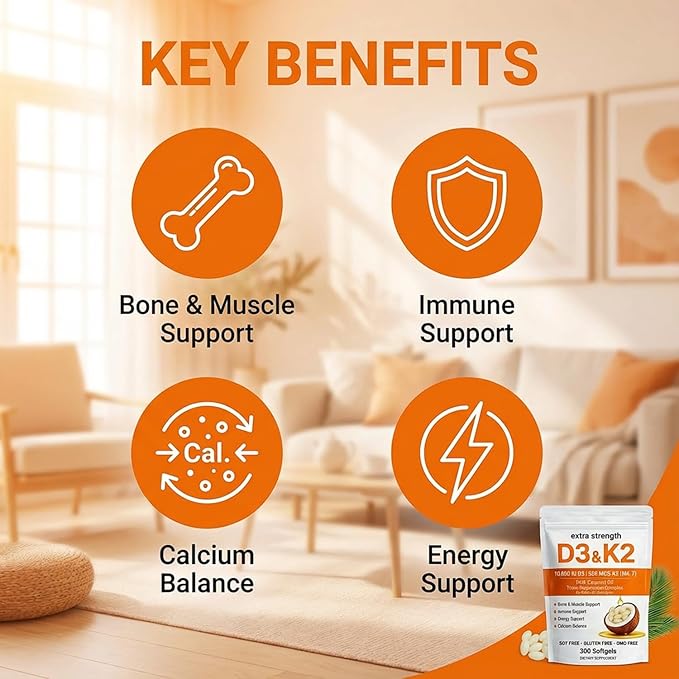 Vitamin D3 K2 Magnesium Complex, Extra Strength D3 & K2 with Triple Magnesium Softgels, D3 K2 Vitamin 10000 IU Softgels(1)
