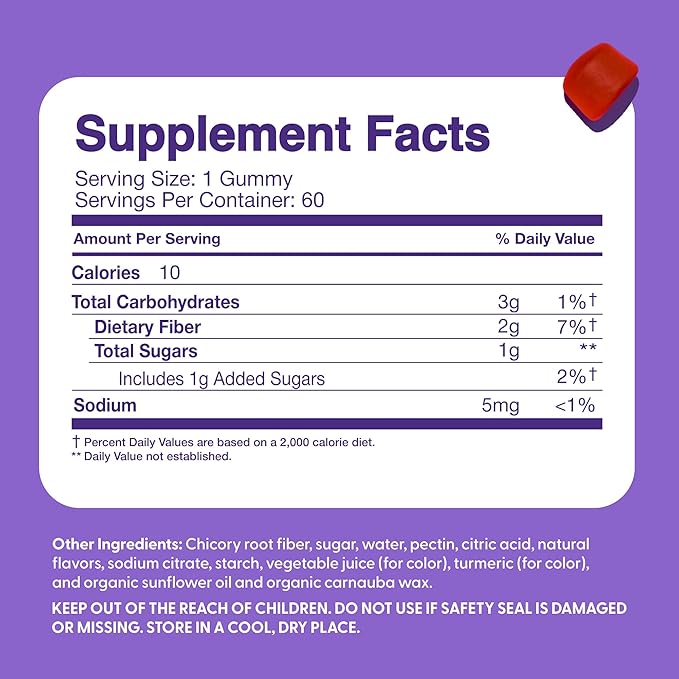 Gummies de fibres Feel Great Vitamin Company pour enfants pour le soutien digestif | Soulagement de la constipation chez les enfants | Gummies de fibres à mâcher au goût fruité | Compléments végétariens | Pour 60 jours
