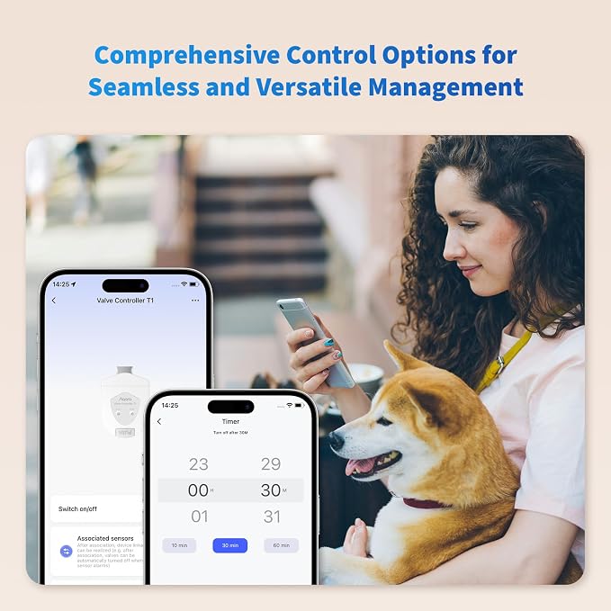 Aqara Smart Valve Controller T1,Matter Over Bridge, Zigbee 3.0 Hub Required | Combined with Water Leak Detectors for Home, Supports App Remote Control Shutoff, Supports HomeKit, Alexa, Google
