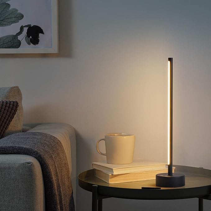 KARTOOSH Cordless LED Table Lamp Set of Two, Battery Operated Portable Desk Lamp, Dimmable/3 Color/Memory Function, Modern Rechargeable Table Light for Living Room,Bedroom, Bedside, Black, 2 Pack