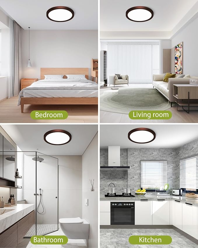 hepside 1PACK Flush Mount LED Ceiling Light Fixture Oil Rubbed Bronze, 12Inch 28W, Dimmable 3000K-4500K-6000K Ceiling Lamp 3200LM Low Profile Ceiling Light for Kitchen Bedroom Hallway