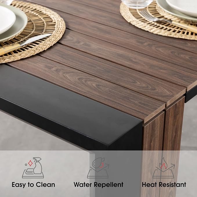 Transformer Table - Extendable Outdoor Dining Set up to 12 Seats, Expandable Patio Table, Weather-Resistant Patio Furniture, Outdoor Furniture, Dark Walnut, Brown (Table + Bench)