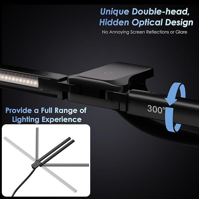 EYOCEAN Desk Lamp with Clamp, 31.5" LED Desk Lamp for Home Office, 24W Gesture Sensing Control Desk Light, Dimmable & Color Temperature, Eye-Caring Office Lamp, Brightest Architect Lamp for Screen