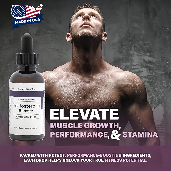 Testosterone Booster - Supplement Men and Women with Tribulus Terrestris and Tongkat Ali for Enhancing, Muscle Recovery & Energy - 2oz Liquid Bottle