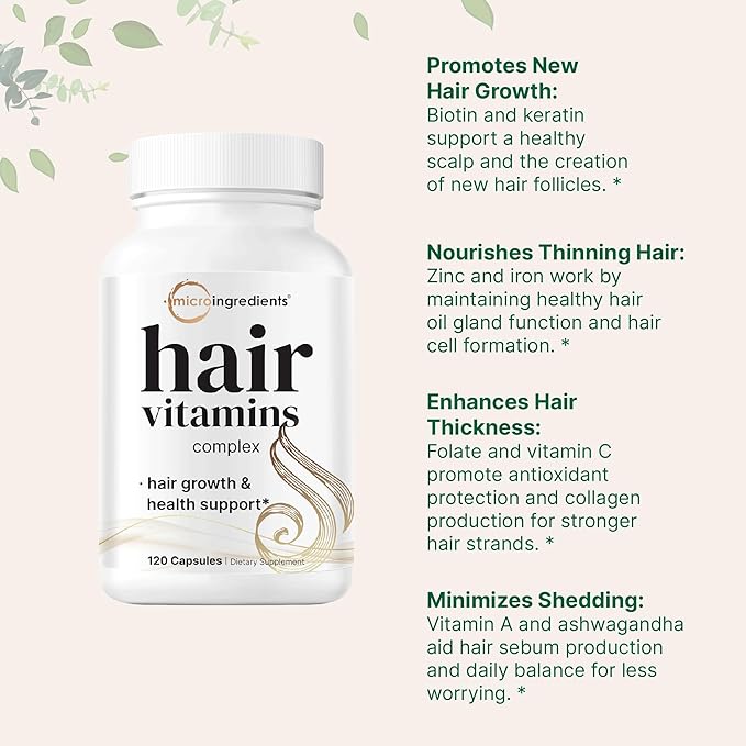 Micro Ingredients Vitamin D3 5,000iu + K2 100mcg Softgels & Hair Vitamins Complex Capsules Bundle 2 Pack | Essential Sunshine Vitamins | 14-in-1 Advanced Hair Growth Support