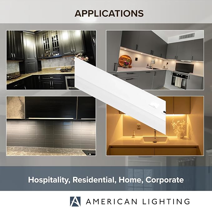 American Lighting LED Courant Plus Undercabinet Light 24 Inch 5CCT 90+ CRI 1200 Lumens with USB-A USB-C and 20A Receptacles White Finish Title 24 Compliant