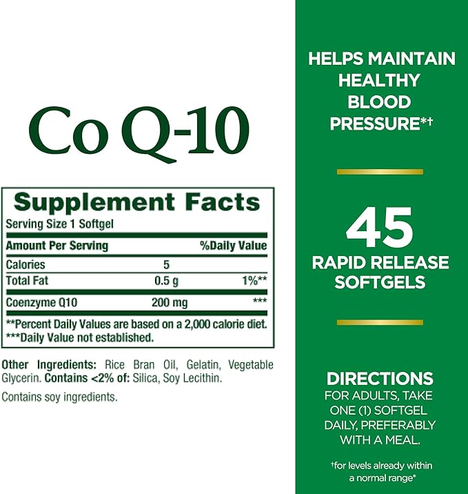 Nature's Bounty CoQ10, Heart Health and Healthy Aging, Dietary Supplement, 200mg, 45 Rapid Release Softgels (Pack of 3)
