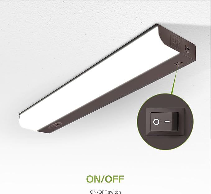 ASD LED Under Cabinet Lighting Hardwired, 18 Inch 10W 2700K-5000K Selectable, 807LM, CRI90+, Direct Wire Linkable Under Counter Lights for Kitchen, Dimmable Under Cabinet Lights, Bronze, UL Certified