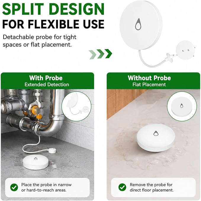 Water Leak Detector Kit with WiFi Hub & 3 Sensors, Smart Water Leak Alarm with App Alerts, 330ft Range, Zigbee Water Sensor for Basement, Kitchen, Bathroom, Washing Machine,White