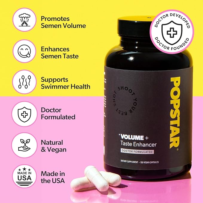 POPSTAR Labs Semen Volume Booster - Men's Semen Health & Fertility Supplement - Doctor Formulated to Increase Load Volume - Made in USA, Vegan - 240 Capsules - (2 Month Supply)