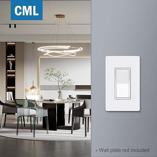 CML 3 Way Matte White Decorator Wall Light Switch, Single Pole or Three Way, 15A 120/277V, On/Off Paddle Rocker Interrupter, UL Listed, 50 Pack