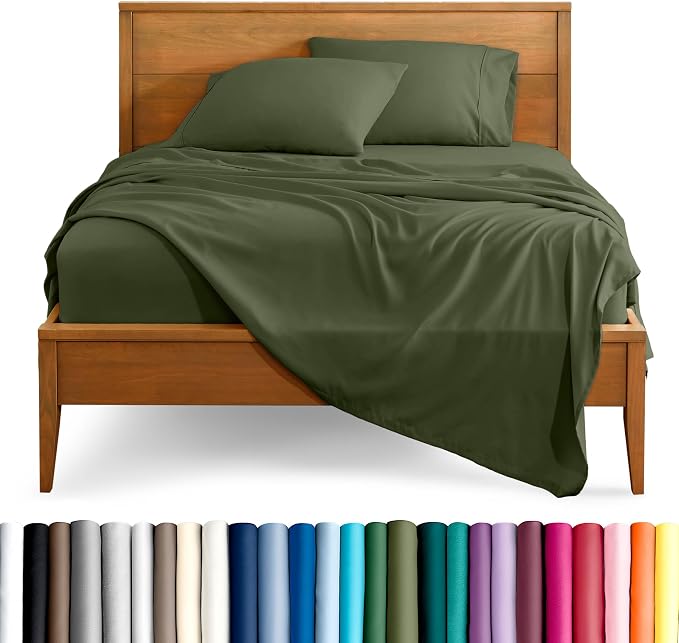 Bare Home King Sheet Set - 1800 Ultra-Soft Microfiber King Bed Sheets - Double Brushed - Deep Pockets - Easy Fit - 4 Piece Set - Bedding Sheets & Pillowcases (King, Cypress)