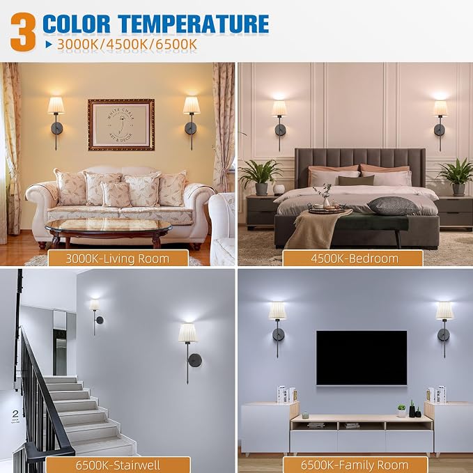 NIORSUN 19.9 inch Battery Operated Wall Sconce Set of 2,Beige Black Rechargeable Wall Lights with 5200mAh Dimmable Bulbs and Remote,9 Colors Wireless Wall Lamps for Bedroom Living Room Decor
