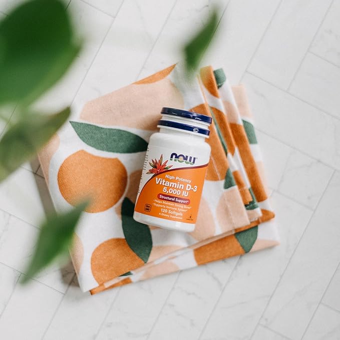 Suppléments NOW Foods, Vitamine D-3 5 000 UI, Haute puissance, Soutien structurel*, 120 gélules