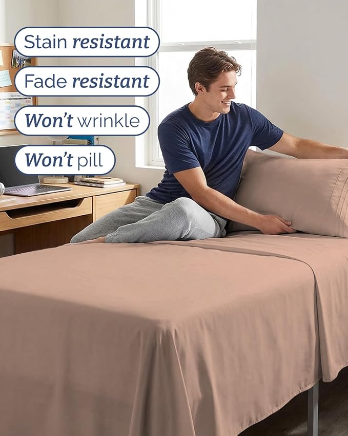 Twin XL 4 Piece Sheet Set - Comfy Breathable & Cooling - Ultra Soft Hotel Luxury Bedding Set w/ 8-16 Inch Deep Pockets - 1 Flat & 1 Fitted Sheet & 2 Pillowcases - Wrinkle Free and Easy Care - Mauve