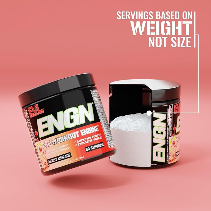 Evlution EVL Intense Pre Workout with Creatine - ENGN Energizing Pre Workout for Men Powder Drink for Lasting Energy Focus and Recovery - with Beta Alanine Caffeine and L Theanine - Cherry Limeade