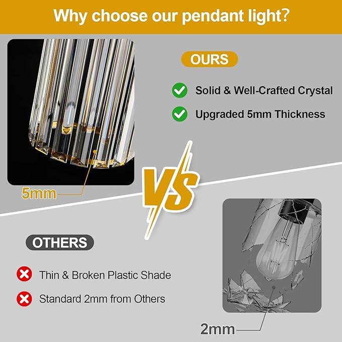 1 Pack Brushed Gold Pendant Lights Kitchen Island, Modern Crystal Chandelier Kitchen Pendant Lighting Over Island, Adjustable Hanging Mini Light Fixtures for Dining Room Hallway Corridor Bedroom