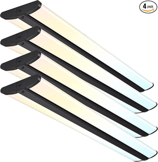 Hykolity 4FT LED Wraparound Light with 3 Wattages/3 Lumens/3 CCT Selectable, 55W/65W/75W, 5500lm/6500lm/7500lm, 3000K/4000K/5000K Flush Mount Ceiling Light for Office Kitchen, ETL, 4 Pack