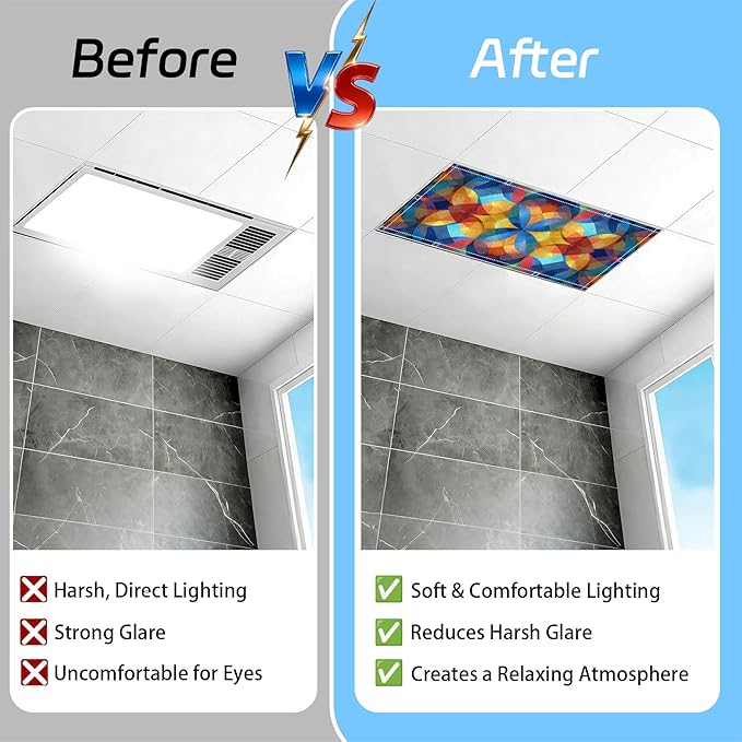 4 Pack 2x4 FT Magnetic Fluorescent Light Covers, Ceiling Light Filters for Classroom Office Home Hospital, Easy Install Decorative Drop Ceiling Panels