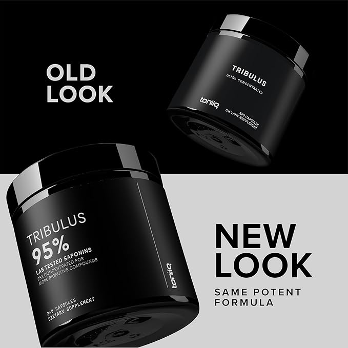 Toniiq Tribulus Terrestris for Men - Ultra High Potency 25:1 Extract with 95% Saponins - 1300mg Pure & Concentrated Formula - Third-Party Lab Tested for Purity & Quality - 240 Capsules