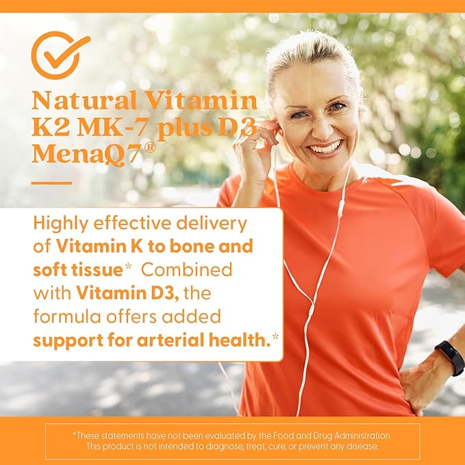 Doctors Best Vitamine K2 MK-7 et D3 naturelles, soutient les tissus, les artères et la santé des os, sans OGM, sans gluten, sans soja, végétarien 60 gélules végétales