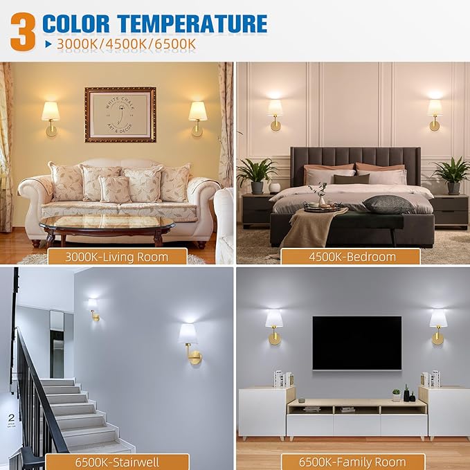 NIORSUN 13.8 inch Battery Operated Wall Sconce Set of 2,Gold Rechargeable Wall Lights with 10400mAh Dimmable Detachable Bulbs and Remote,9 Colors Wireless Sconces for Bedroom Living Room Hallway