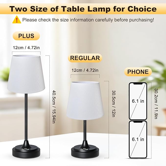 Wowag Cordless Table Lamp Rechargeable,5000mAh Battery Operated Desk Lamp,3 Colors & 7 RGB Stepless Dimmable,Touch Control Ambient Light for Bedside,Bedroom,Dining Room,Living Room,Black,WhiteShade