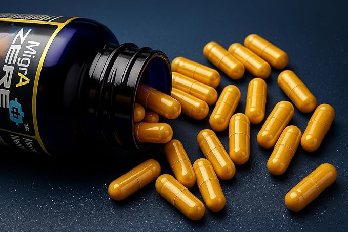 偏頭痛緩和、PAフリーフキタンポポ（150mg）、コエンザイムQ10（300mg）、マグネシウムグリシン酸（300mg）、高用量リボフラビン（400mg）配合クアッドフォーミュラ - MigrA Zero (120カプセル) 偏頭痛に悩む方に最適な用量