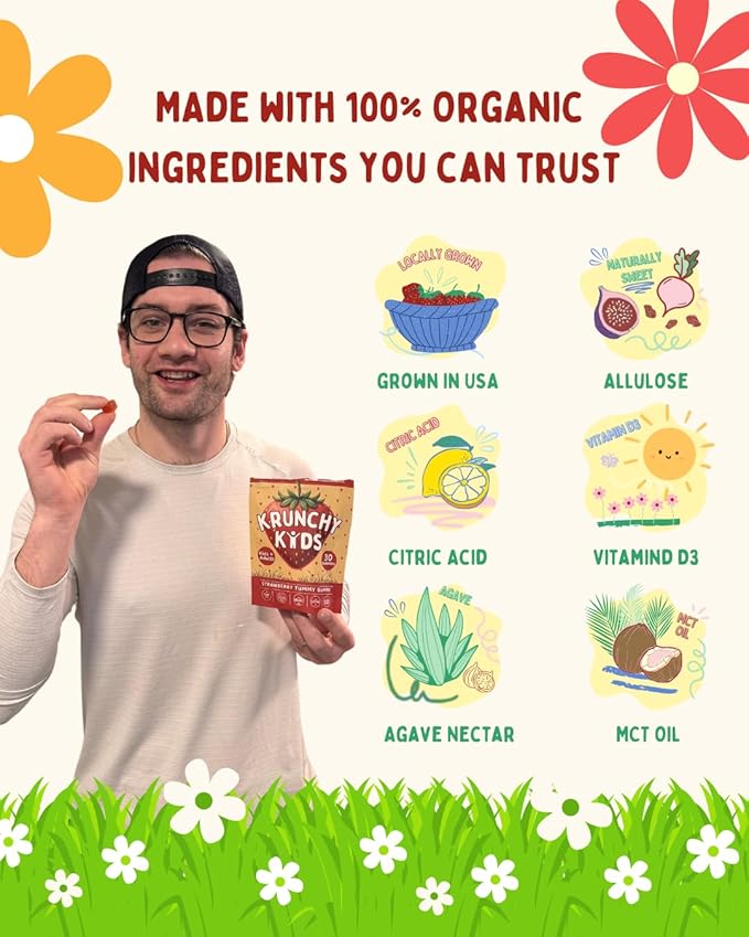 Vitamin D3 Gummies for Adults 5000 IU - Clean Ingredient Plant-Based Formula, Strawberry Flavor, Parent Formulated, Vegan, Dye-Free, Made in USA, 30 Count