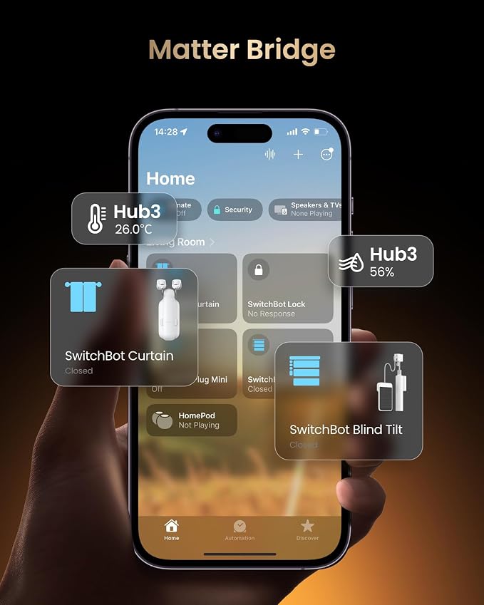 SwitchBot Hub 3 (3rd Gen) Smart Home Command Center: Screen + Physical Dial, IR Remote Hub for TVs/ACS, Temp/Humidity Sensor (±0.2°C), Matter Bridge, Bluetooth 200m, Works on 2.4GHz WiFi