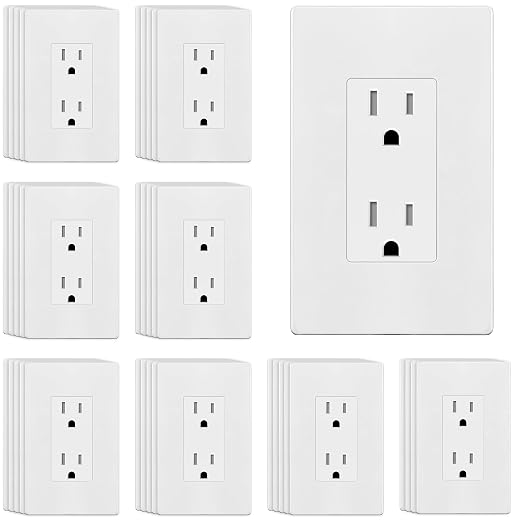 ENERLITES 40 Pack White Decorator Receptacle with Screwless Wall Plate, Standard Electrical Wall Outlet, 15A 125V, Self-Grounding, 2-Pole, 3-Wire, 5-15R, UL Listed, 61502-TR-WSID, Tamper Resistant