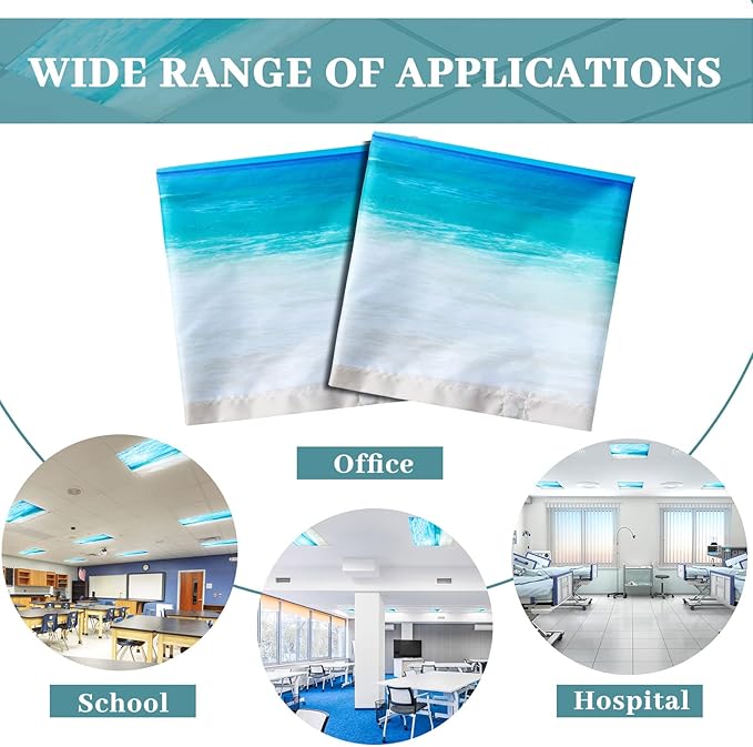 Hortsun 6 Pcs Fluorescent Light Covers - 4 x 2 Feet Magnetic Light Filters, Ceiling Lights Covers for Classroom Fluorescent Shade, Hospitals, School Office Cubicle Decor(Beach)
