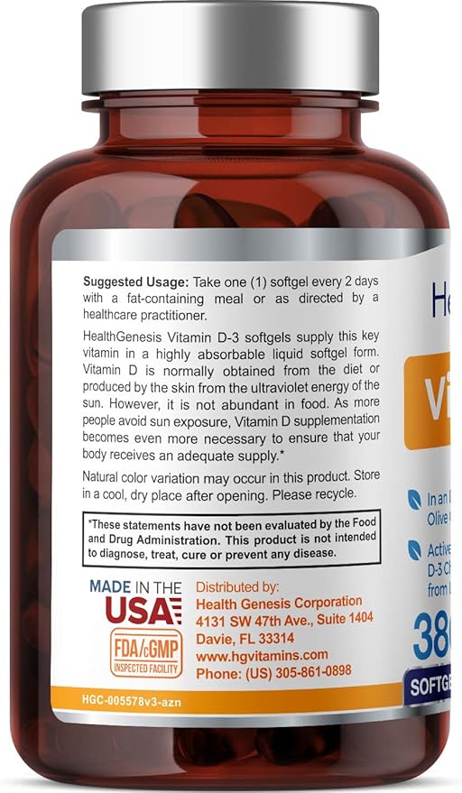 Vitamine D-3 10000 UI 380 Gélules Molles - Haute Puissance dans l'Huile d'Olive Extra Vierge Sans OGM Sans Soja Soutient des Os Solides la Santé Immunitaire