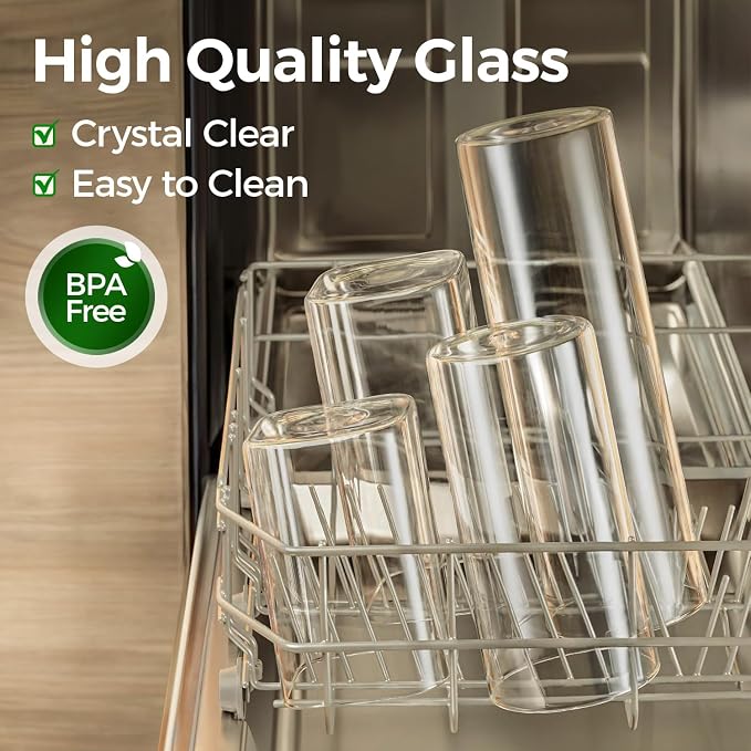 ComSaf Glass Pantry Storage Containers (0.7Qt/1.2Qt/1.6Qt) Set of 6, Glass Storage Containers with Lids, Kitchen Food Storage Jar, Square Glass Jars for Flour Cereal Sugar Tea Coffee Beans Snacks