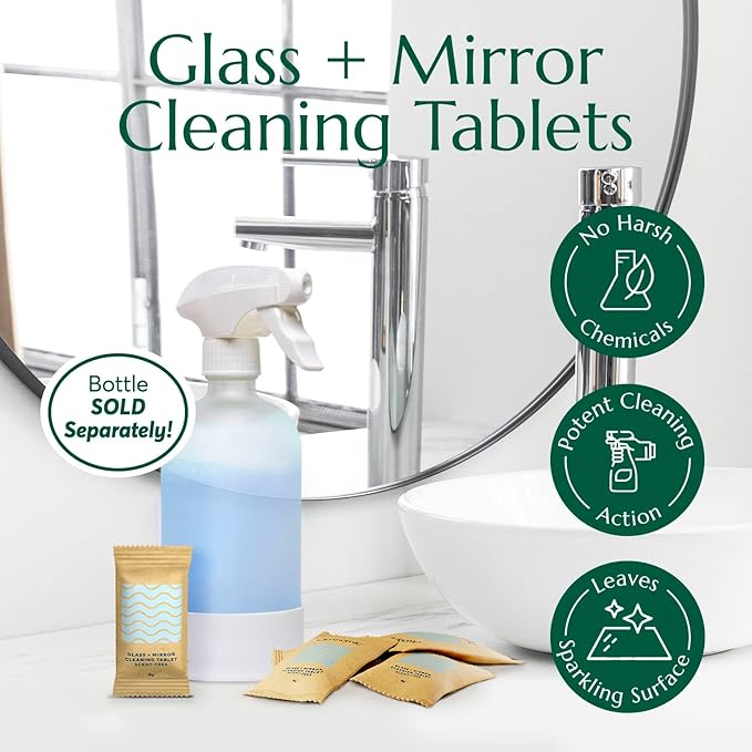 CLEANOMIC Comprimés de nettoyage pour vitres et miroirs et lot de boîtes de rangement