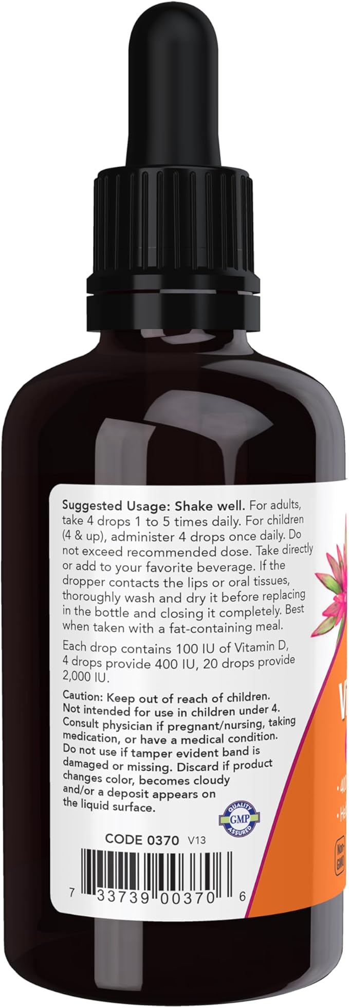 NOW Foods Compléments, Vitamine D-3 liquide, Os solides*, Soutien structurel*, 59 ml