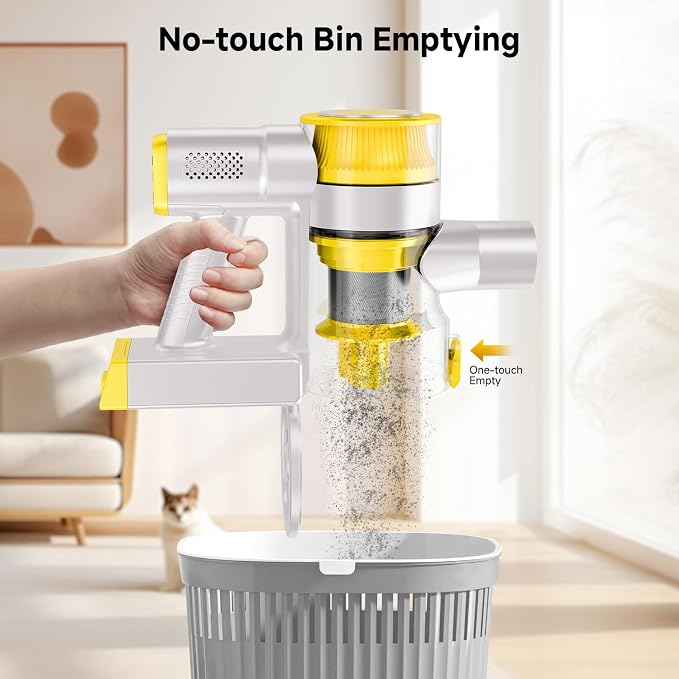 Cordless Vacuum Cleaner, 35Kpa Vacuum Cleaner for Home, 45Mins Stick Vacuum with LED Display, Anti-Tangle & Wall Mount Charging for Hard Floors, Carpet, Pet Hair