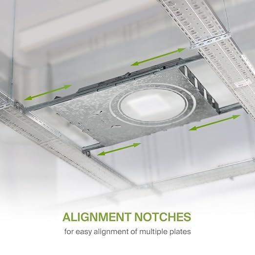 ASD 6 Pack New Construction Mounting Plate Round Hole - 8/10/12 Inch Adjustable Galvanized Steel Wafer Light Rough In Plate, Universal Light Fixture Mounting Bracket with Extendable Hanger Bars