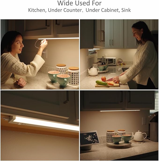 Leetdud Under Cabinet Lighting Plug in or Hardwired Built-in Dimmer, 40 Inch 20W, 5CCT 2700/3000/3500/4000/5000K, Linkable Counter Lights for Kitchen, ETL Dimmable LED Light Fixture, White
