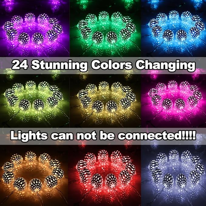 OMIKA 24 Colors Changing Globe String Light for Diwali Decor, 13ft 40 Silver Metal Balls LED Fairy Lights with Remote Timer Moroccan Orb Decorative Diwali Lights for Room Party Christmas Boho Décor
