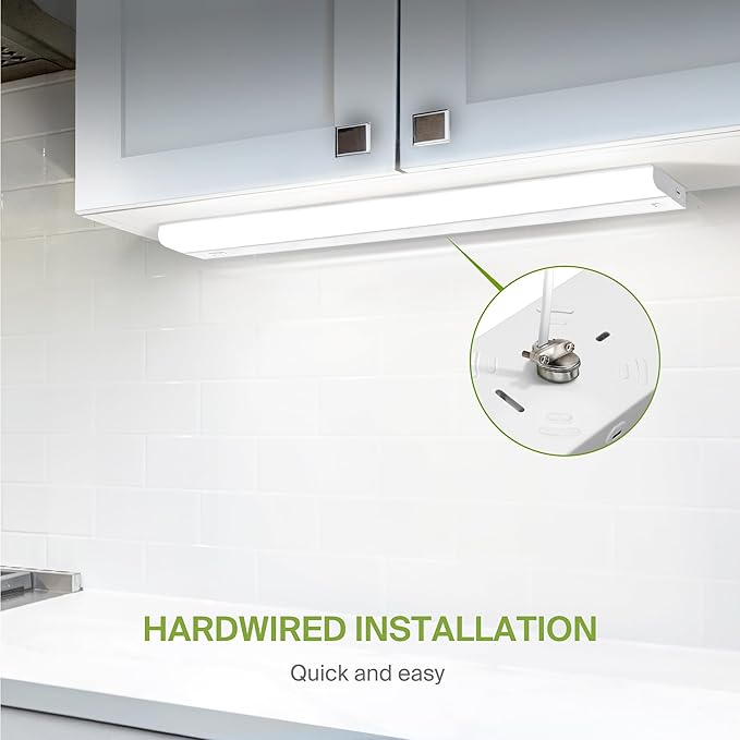 ASD LED Under Cabinet Lighting Hardwired, 48 Inch 24W 2700K-5000K Selectable, 2087LM, CRI90+, Direct Wire Linkable Under Counter Lights for Kitchen, Dimmable Under Cabinet Lights, White, UL Certified