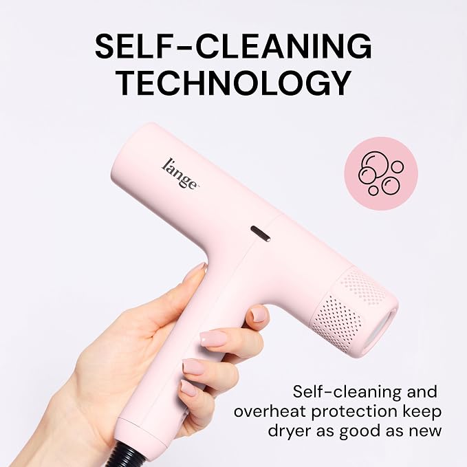 L'ANGE HAIR HauteAir Digital Professional Hair Dryer | LED Display for Precision Heat Control | Fast-Dry Brushless Motor with Cool Shot | Negative Ion Technology | Lightweight & Self-Cleaning (Blush)