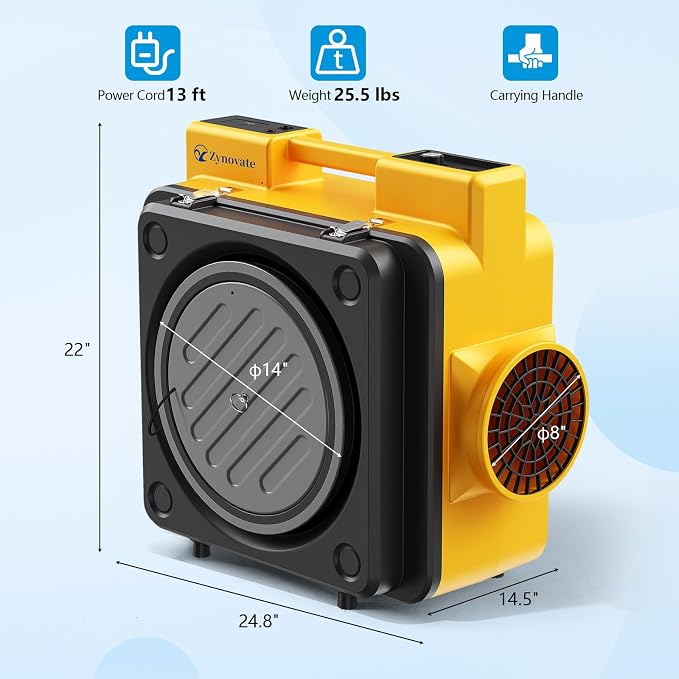 Air Scrubber 600 CFM with 4-Stage Filtration, Stackable Negative Air Machine for Home, Industrial and Commercial Use, Water Damage Restoration Equipment, Airborne Cleaner HEPA Scrubber with 4 Filters