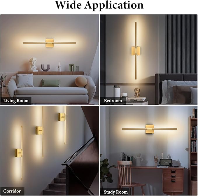 SAIMAND Wireless Sconces Set of 2 Battery Operated,8000mAh USB Rechargeable Wall Light with Remote Control,3000K-6000K LED Dimmable Wall Lamp for Living Room, Hallway, Bedroom (Gold)