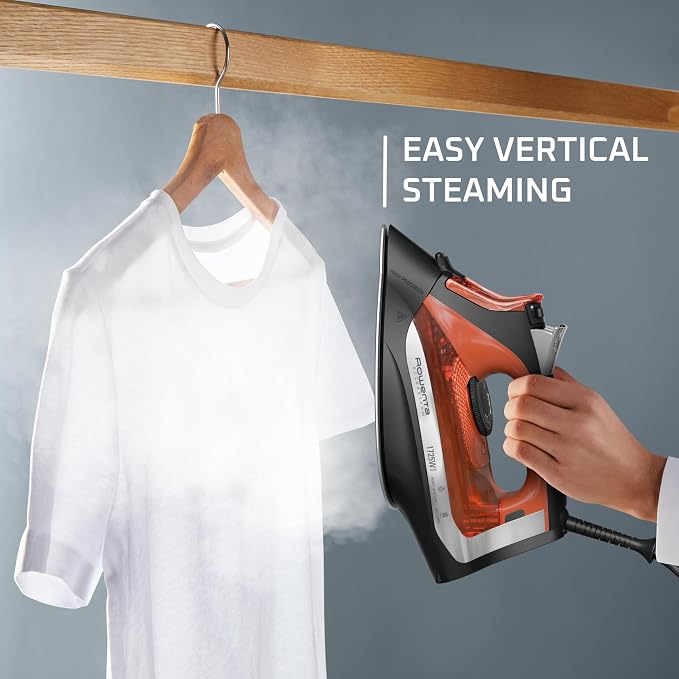 Rowenta Access Steam Iron, Clothes Iron with Steamer, Vertical Steaming, Maximum Steam Distribution, Anti-Drip Protection, Red, DW2360